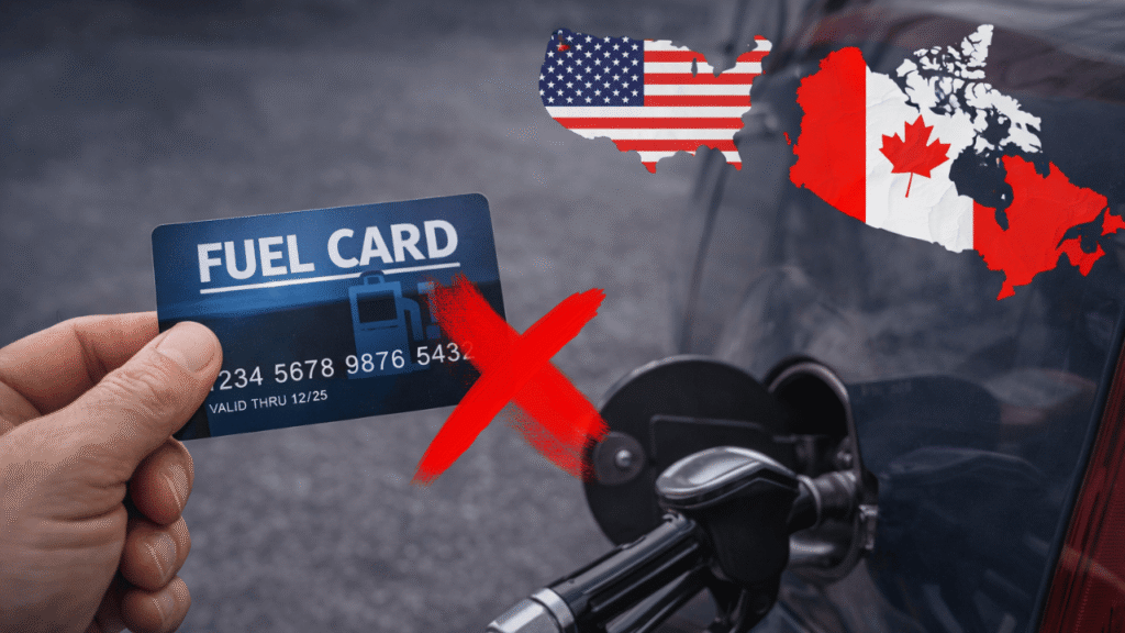 Close-up of a hand holding a fuel card at a fuel pump, illustrating common fuel card mistakes and risks in fleet fuel management and policy compliance.